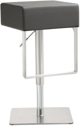 Seville Grey Performance Vegan Leather and Stainless Steel Adjustable Barstool Model: TOV-K3632